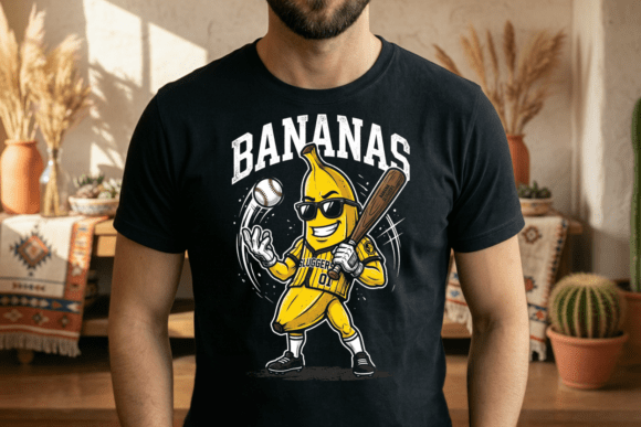 Banana Baseball Slugger: A Fun PNG Design Asset