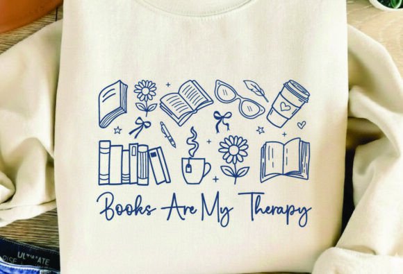 Book Lover SVG: Books Are My Therapy PNG Design