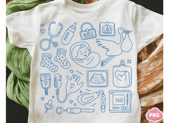Celebrate Care with Labor and Delivery Nurse Doodles SVG Png