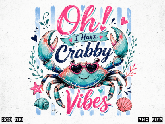 Crabby Vibes Cute Crab PNG: A Design Asset for Creative Projects