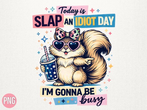 Funny Sassy Squirrel Slap Idiot PNG: A Design Asset with Bite
