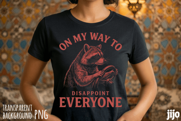 Raccoon Driving Disappoint Sarcastic PNG: A Design Asset