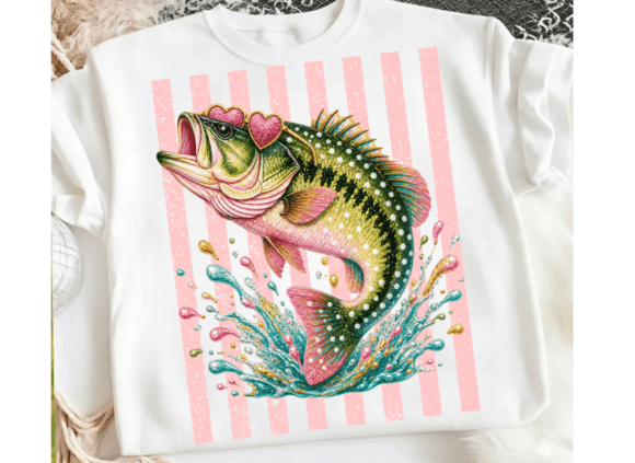 Retro Bass Fish PNG: A Pastel Design Asset for Creative Projects