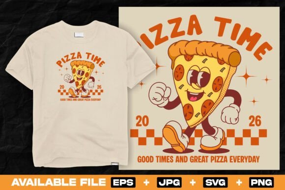 Retro Cartoon Pizza Slice Character: A Timeless Design Asset
