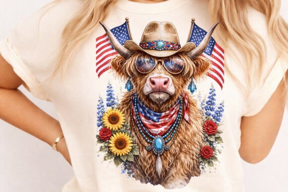 Western Patriotic Cow Sublimation: A Designer's Asset